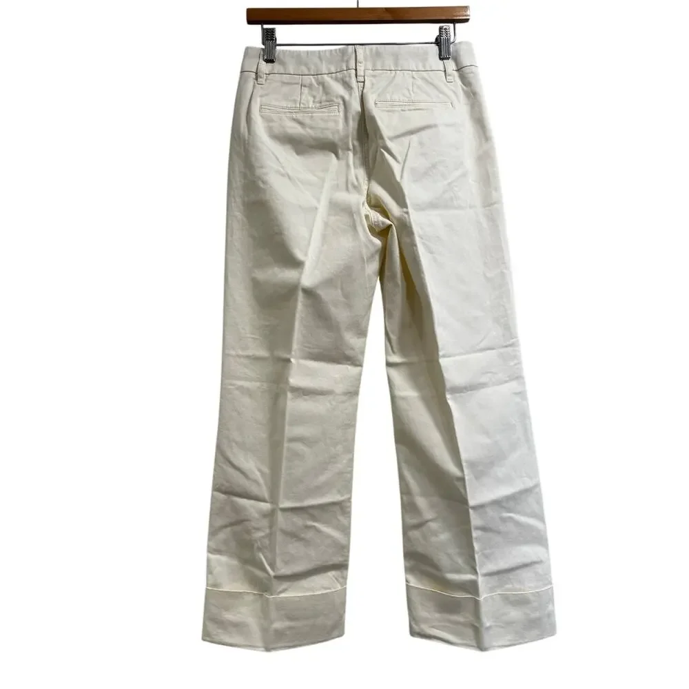 J.Crew Cuffed Preppy Relaxed Chino Pant Ivory Size 2 NWT